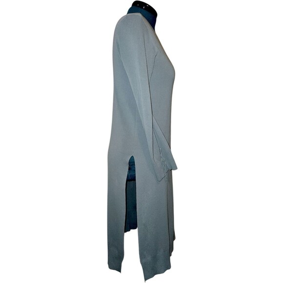 Mila Owen Rayon Blend muted mint green knit long Tie sleeve Splits sweater M/L - Picture 4 of 6